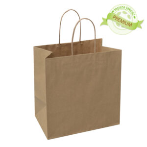 Torba Papierowa Eco Brązowa z Uchwytem z Nadrukiem Personalizowana PREMIUM