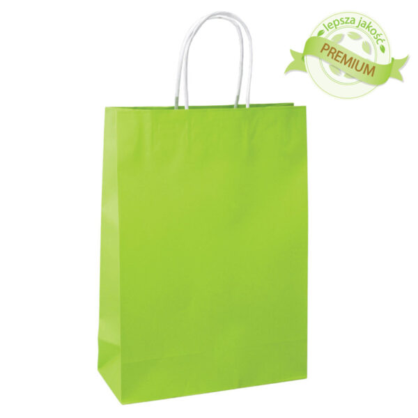 Torba Papierowa z Logo Nadrukiem z Uchwytem Skręcanym Zielona PREMIUM