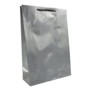 Torby papierowe Laminowane Premium 24x9x32 cm (A4) - SREBRNE - 10 szt. - obrazek 1